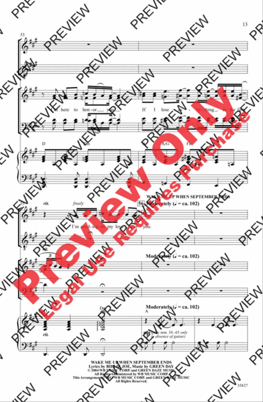 Green Day on Stage: Selections from American Idiot 4-Part scores gallery preview page 13