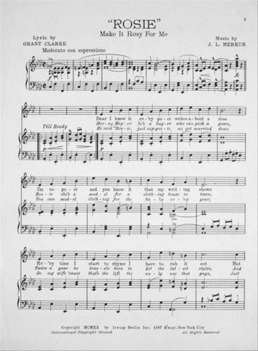 Rosie (Make It Rosy For Me) Voice scores gallery preview page 2