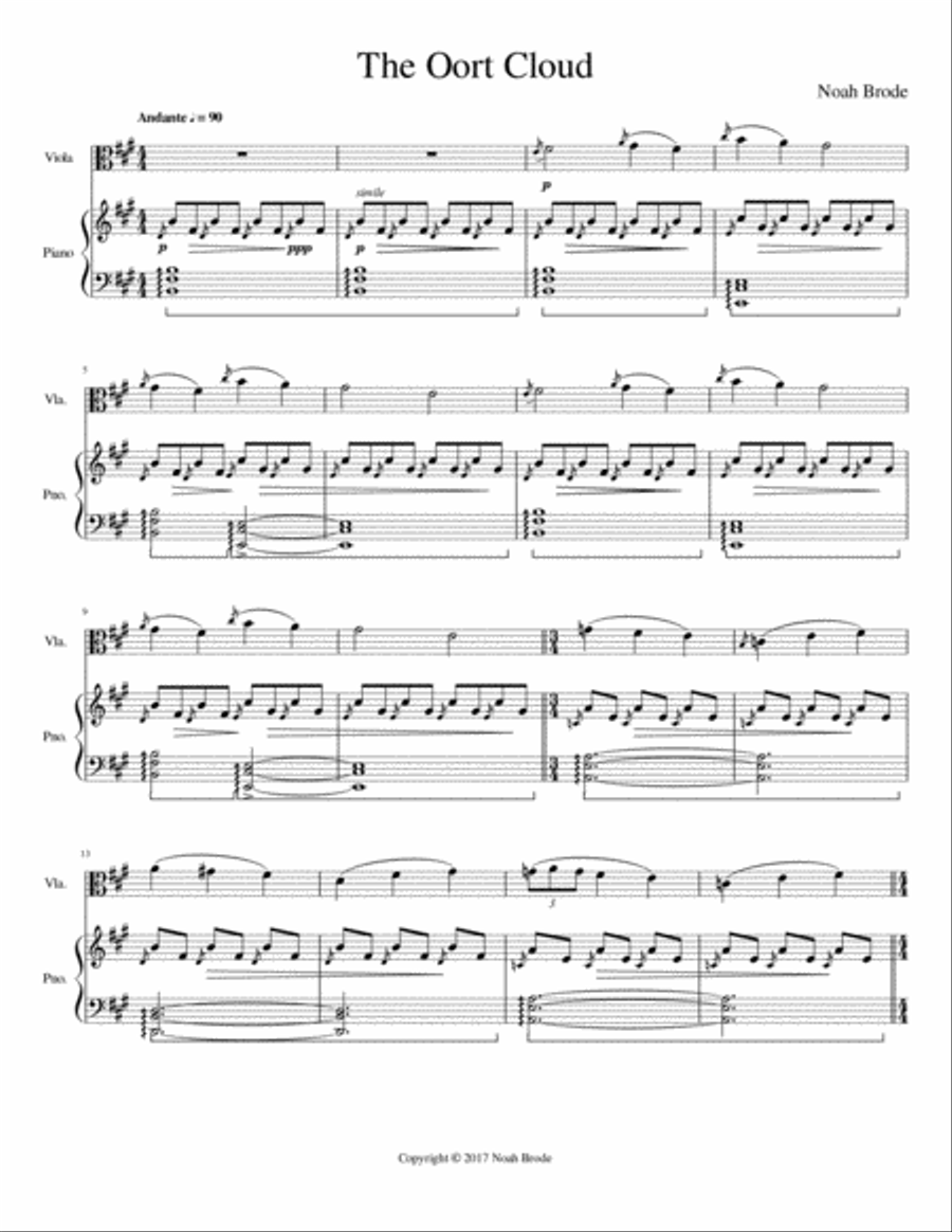 The Oort Cloud - For Viola and Piano Piano scores gallery preview page 1