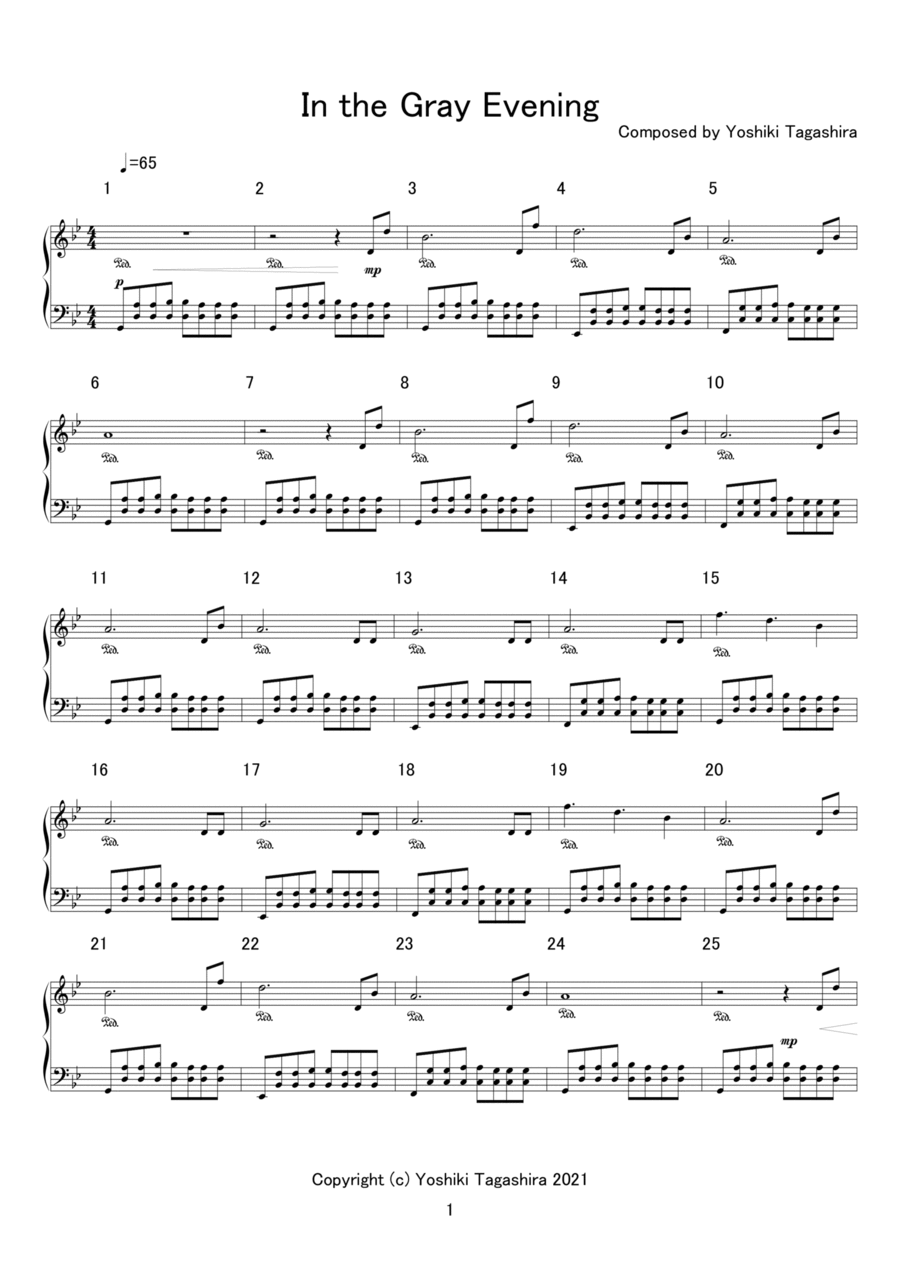 In tha Gray Evening Piano Solo scores gallery preview page 1