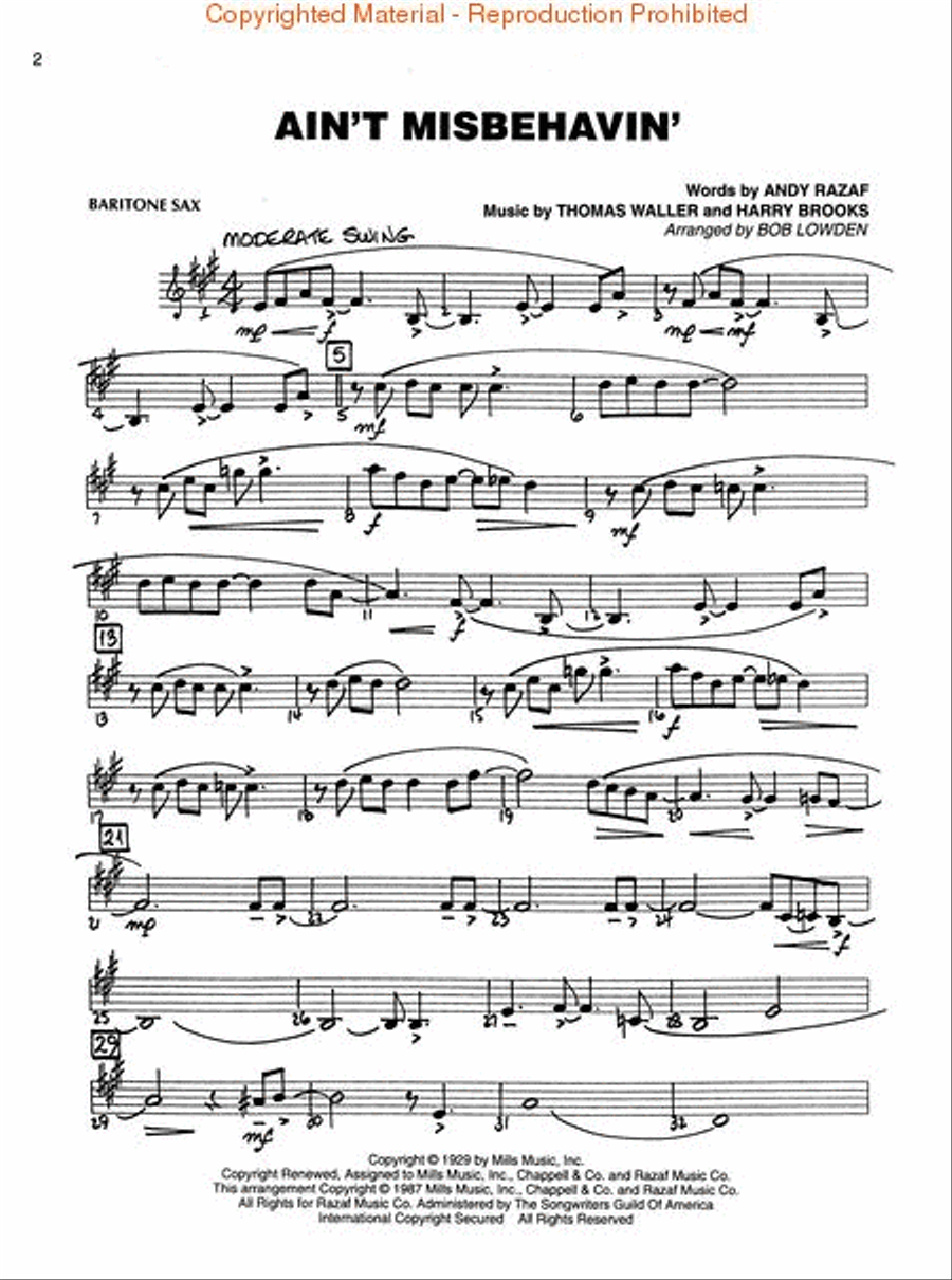 Easy Jazz Favorites – Baritone Sax Jazz Ensemble scores gallery preview page 2