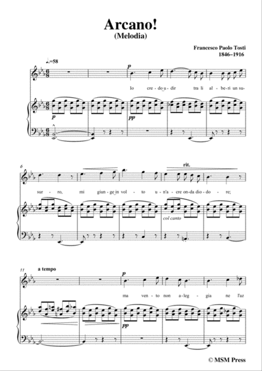 Tosti-Arcano! In E flat Major,for voice and piano Voice Solo scores gallery preview page 3