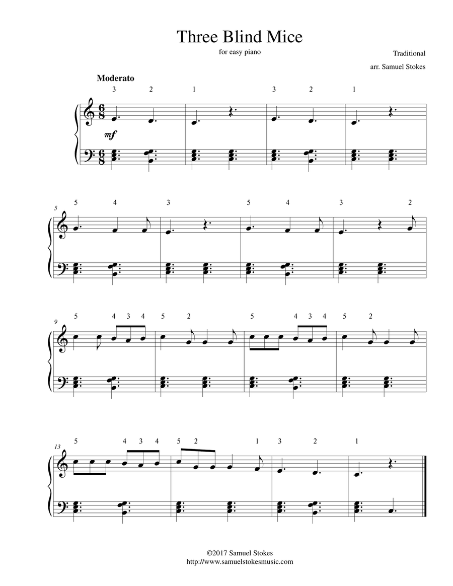 Three Blind Mice - for easy piano Piano Method scores gallery preview page 1