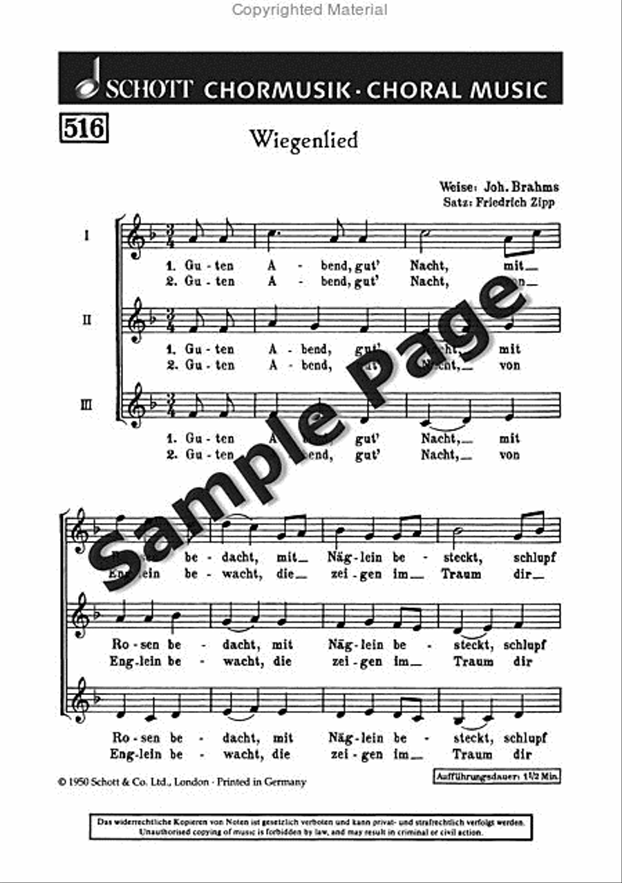 Brahms Wiegenlied Score SMezA scores gallery preview page 2