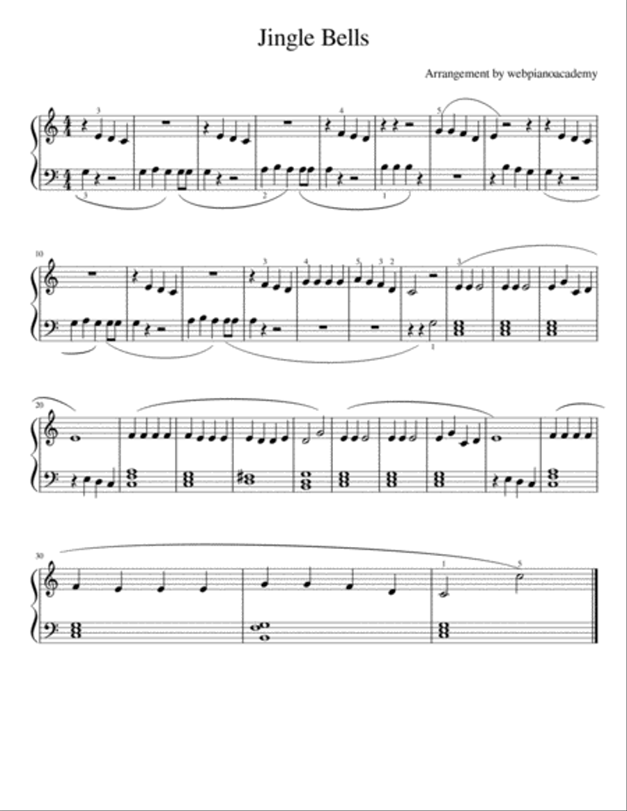 Jingle Bells Easy Piano scores gallery preview page 1