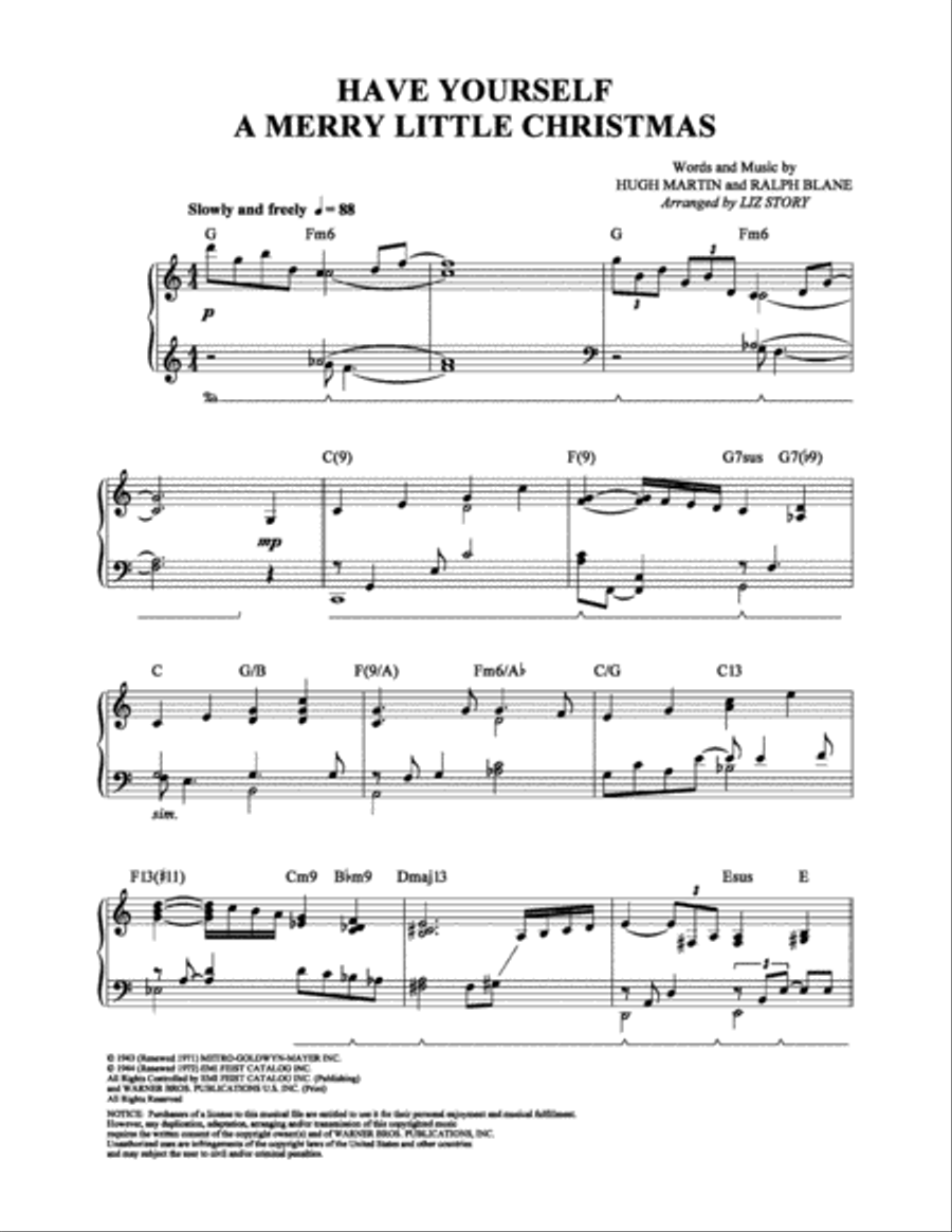 Have Yourself a Merry Little Christmas Piano Solo scores gallery preview page 1