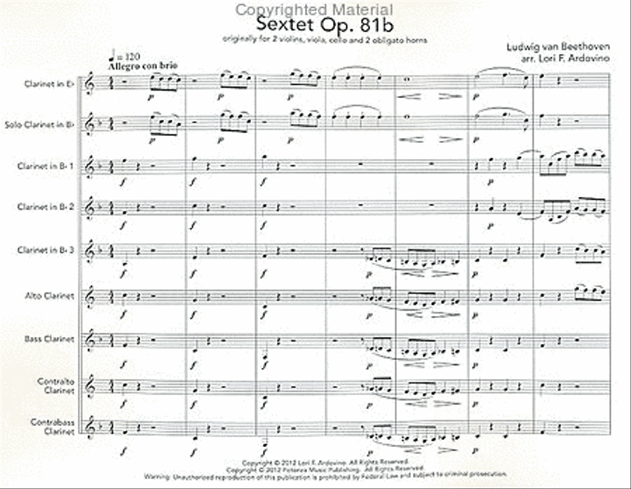 Sextet, Op. 81b Clarinet Choir scores gallery preview page 2