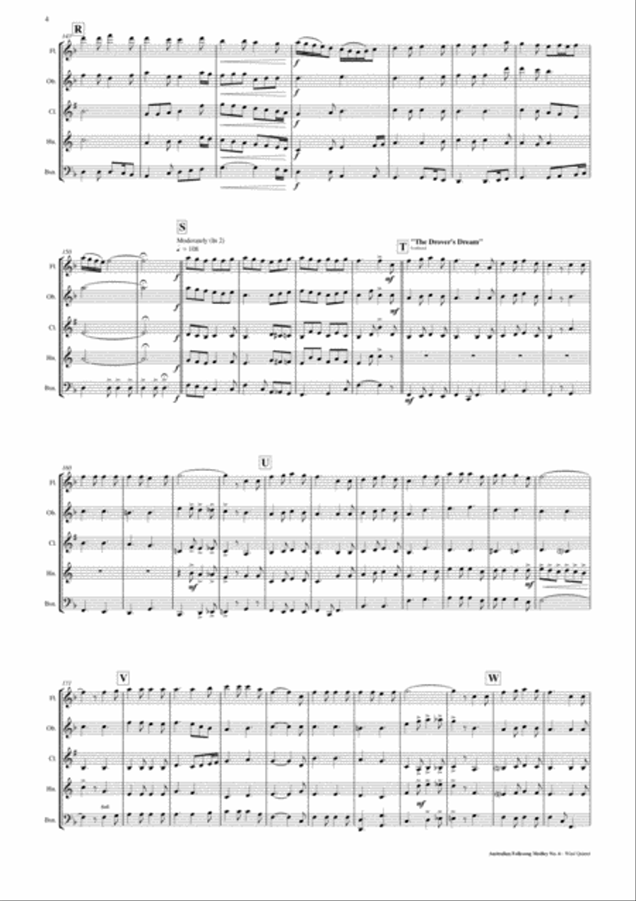 Australian Folksong Medley No. 6 - Wind Quintet Score and Parts PDF Woodwind Quintet scores gallery preview page 5