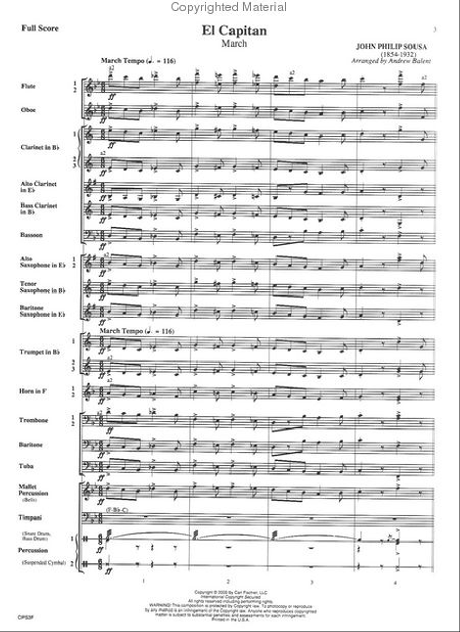 El Capitan (March) Concert Band scores gallery preview page 2