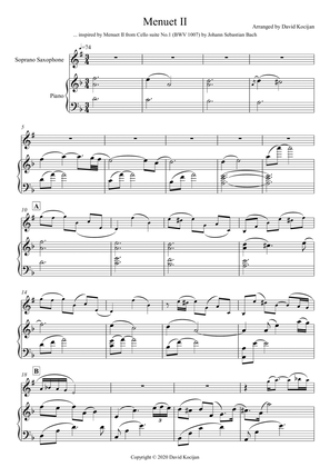 Menuet II - INTERMEDIATE (soprano sax & piano)