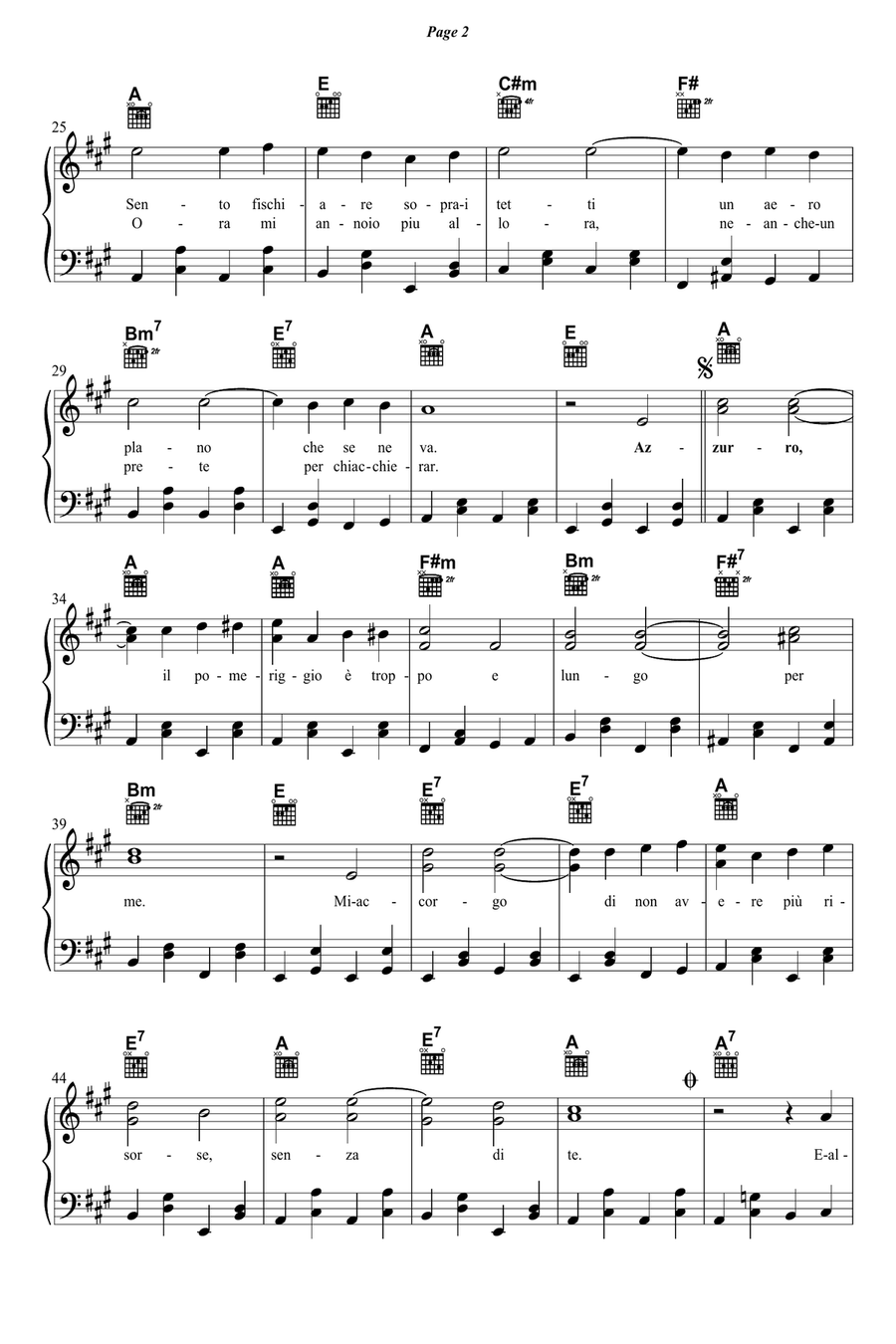 Azzurro Piano, Vocal scores gallery preview page 2