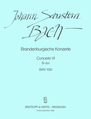 Book cover for Brandenburg Concerto No. 6 in Bb major BWV 1051