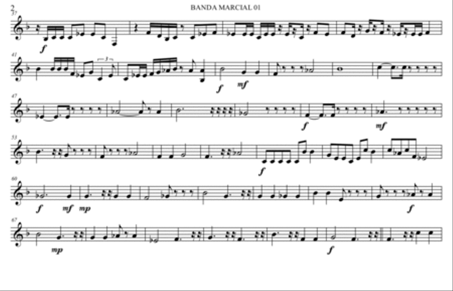 BANDA MARCIAL 01 - Horn in F 3 Marching Band scores gallery preview page 2