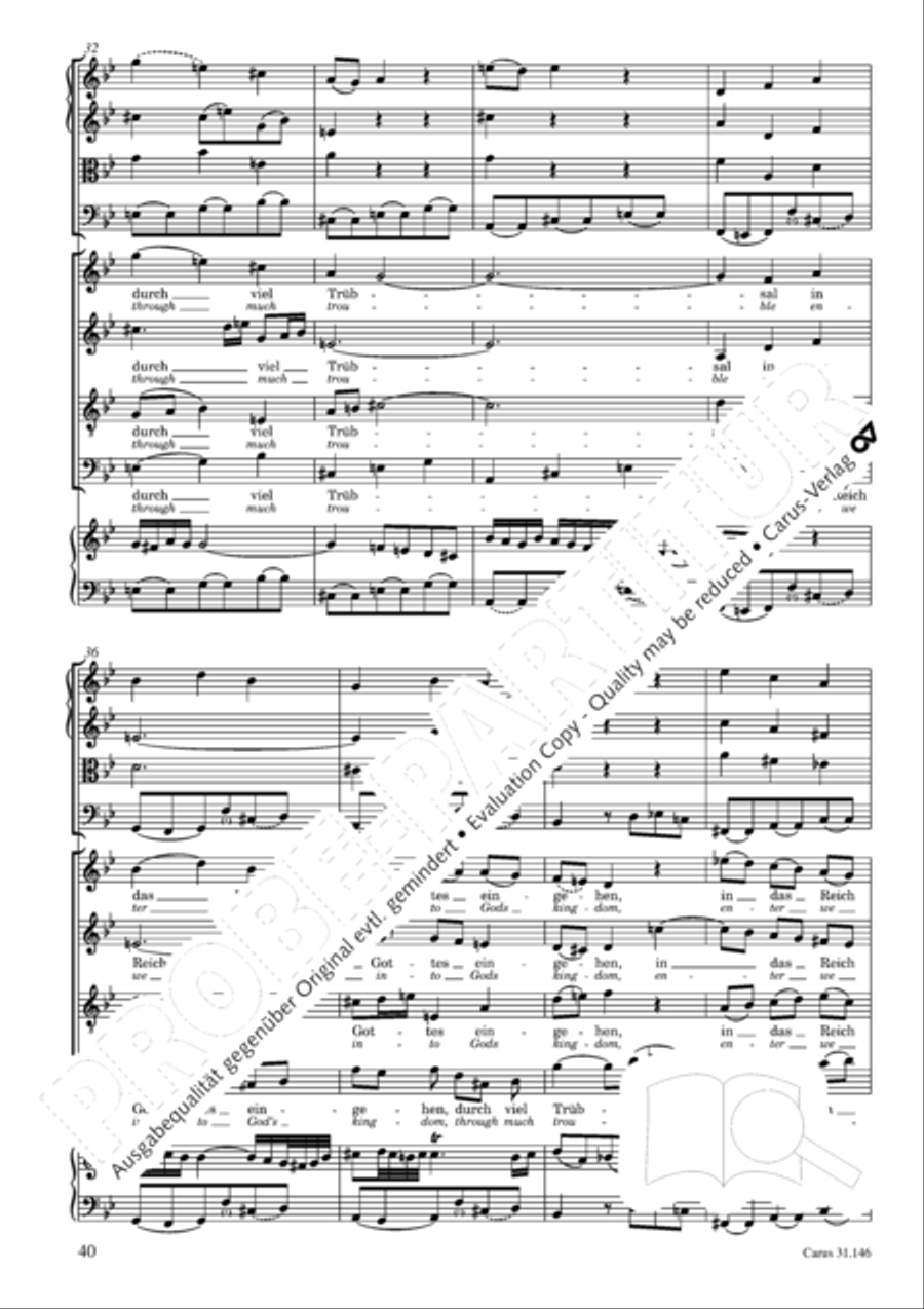 Through bitter tribulation we enter into God's kingdom (Wir mussen durch viel Trubsal in das Reich Gottes eingehen) 4-Part scores gallery preview page 41