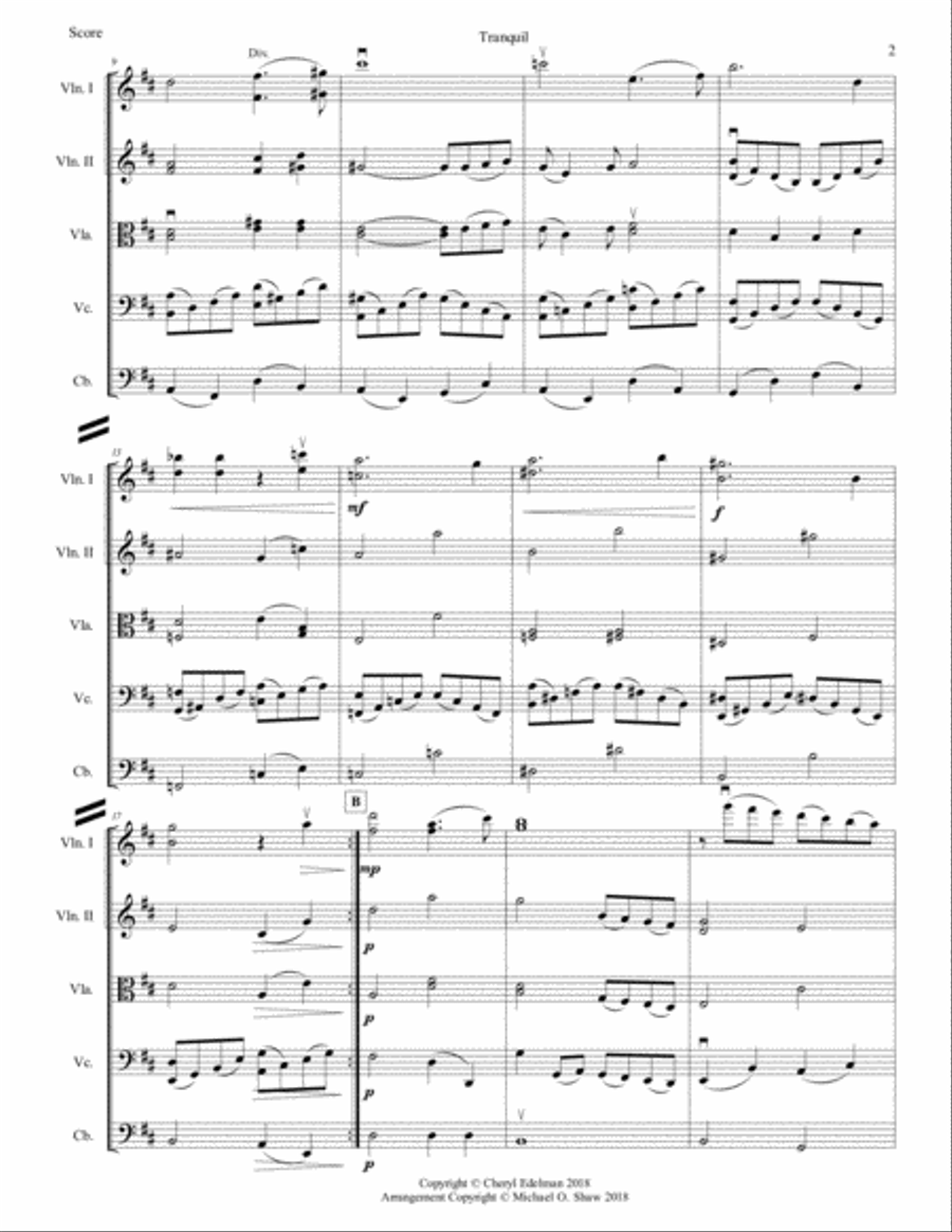 Tranquil for String Orchestra by Cheryl Edelman String Orchestra scores gallery preview page 3