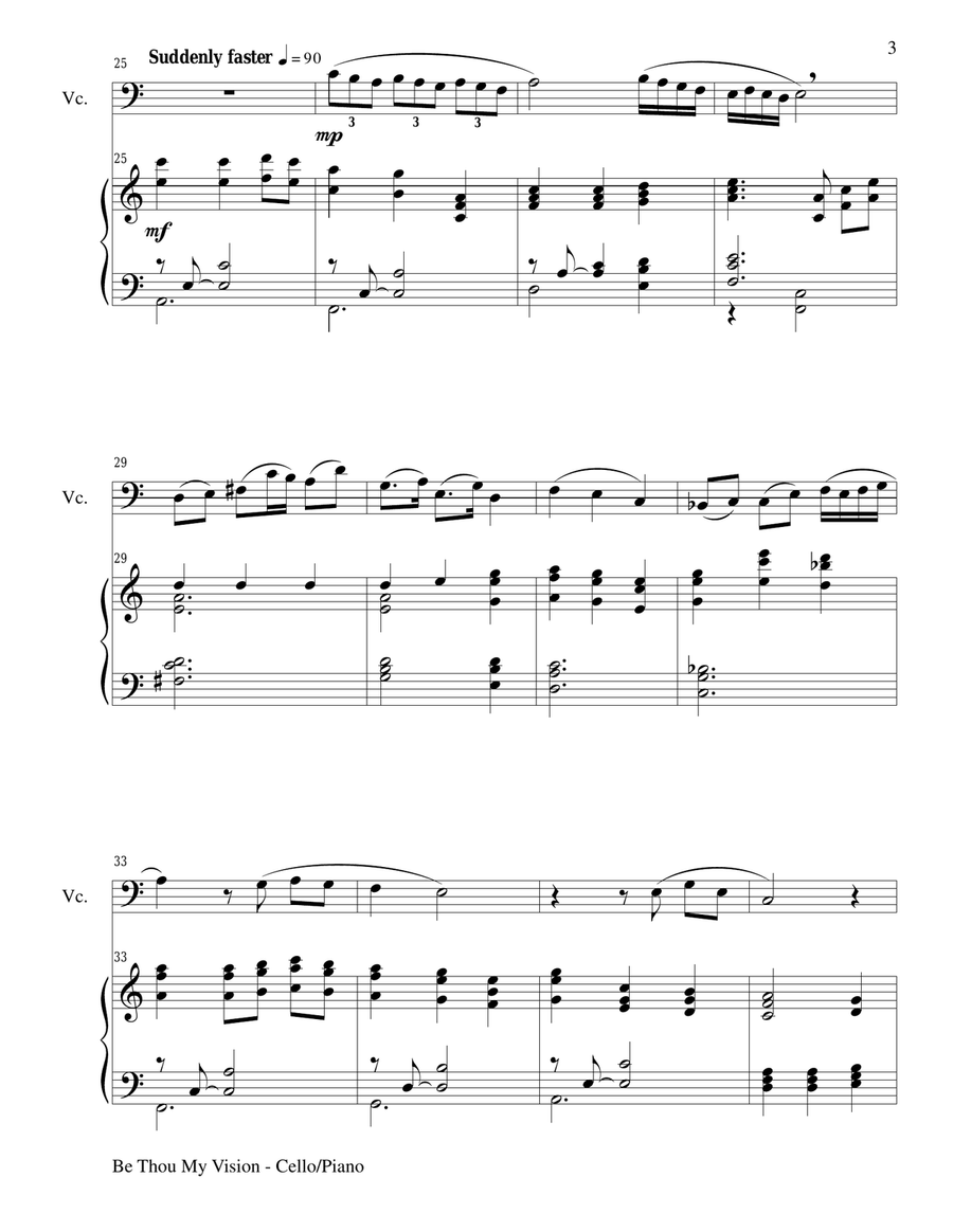 BE THOU MY VISION (Duet – Cello and Piano/Score and Parts) Piano scores gallery preview page 3