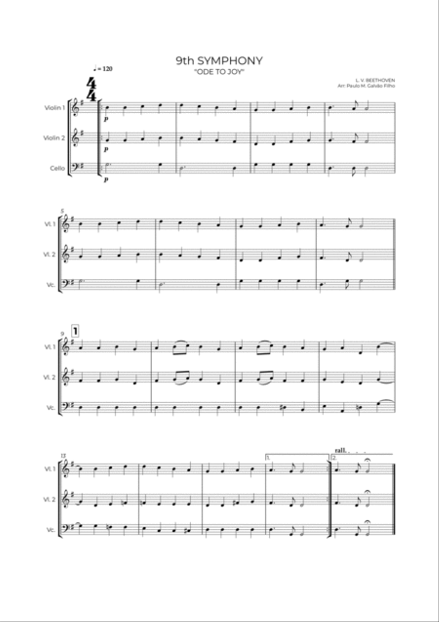 9th SYMPHONY - STRING TRIO (I VIOLIN, II VIOLIN & CELLO) String Trio scores gallery preview page 2