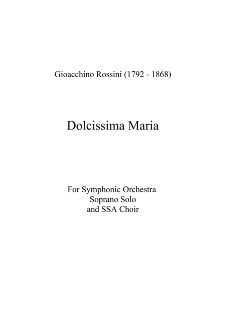 Dolcissima Maria for Soprano, Symphonic Orchestra and Choir SSA scores gallery preview page 1