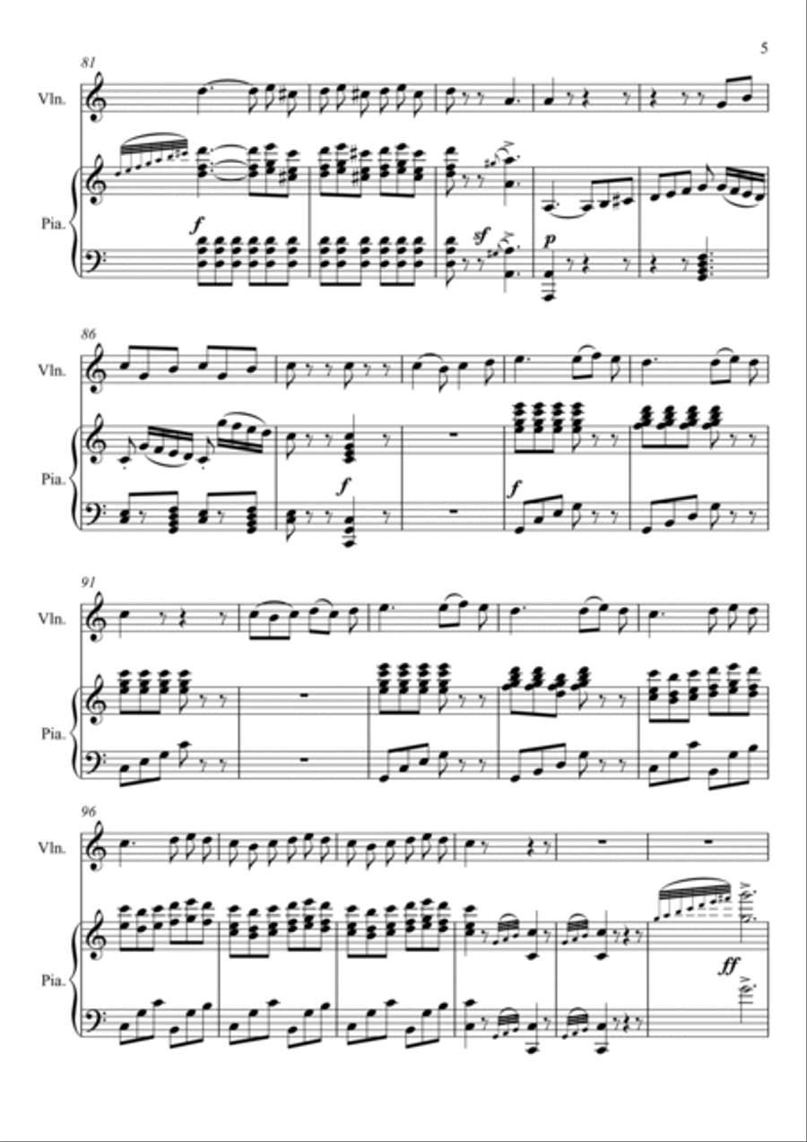 Gioachino Rossini - Largo al Factotum - Il barbiere di Siviglia (Violin Solo) Violin Solo scores gallery preview page 5