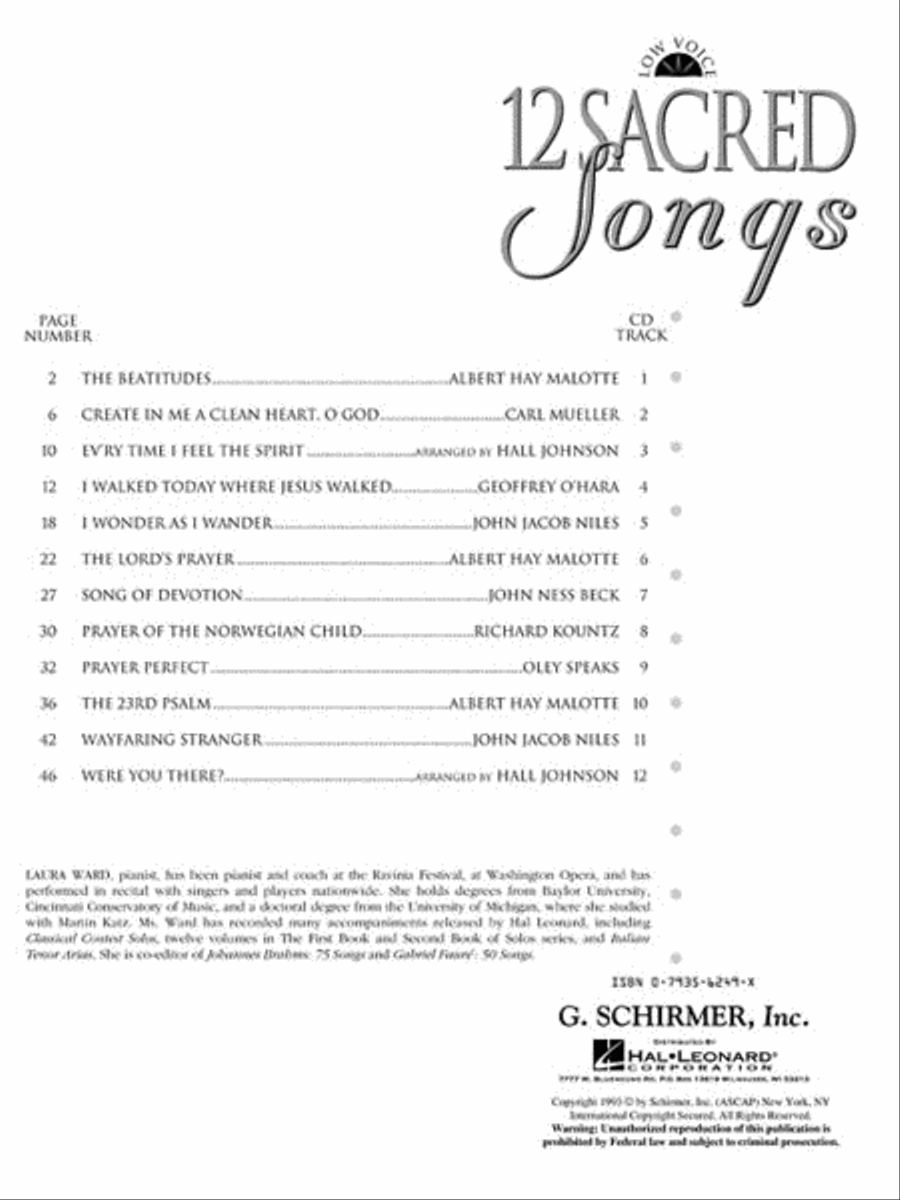 12 Sacred Songs - Low Voice Low Voice scores gallery preview page 3