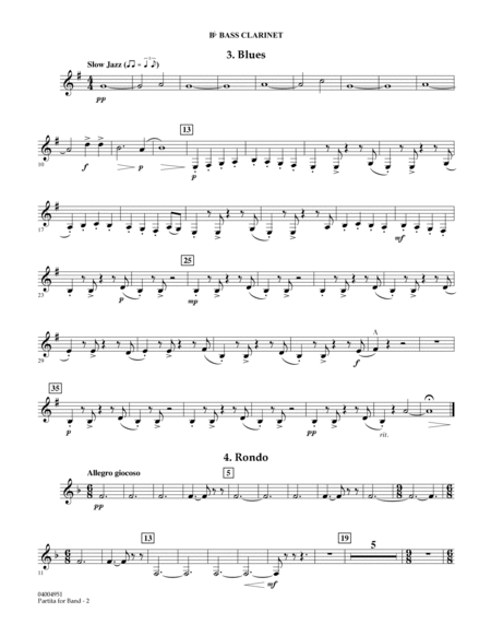 Partita for Band - Bb Bass Clarinet