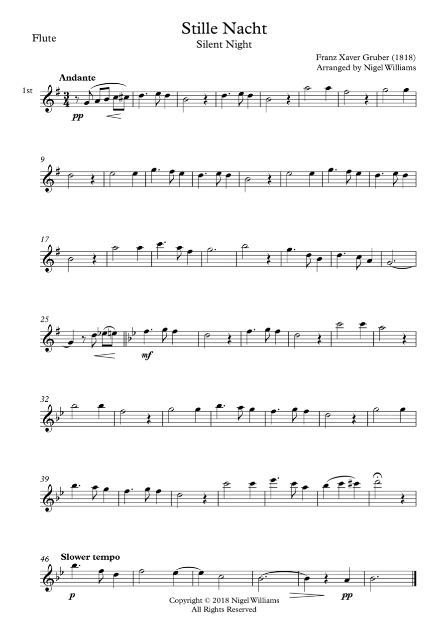 Stille Nacht, for Flute Trio Flute Trio scores gallery preview page 1