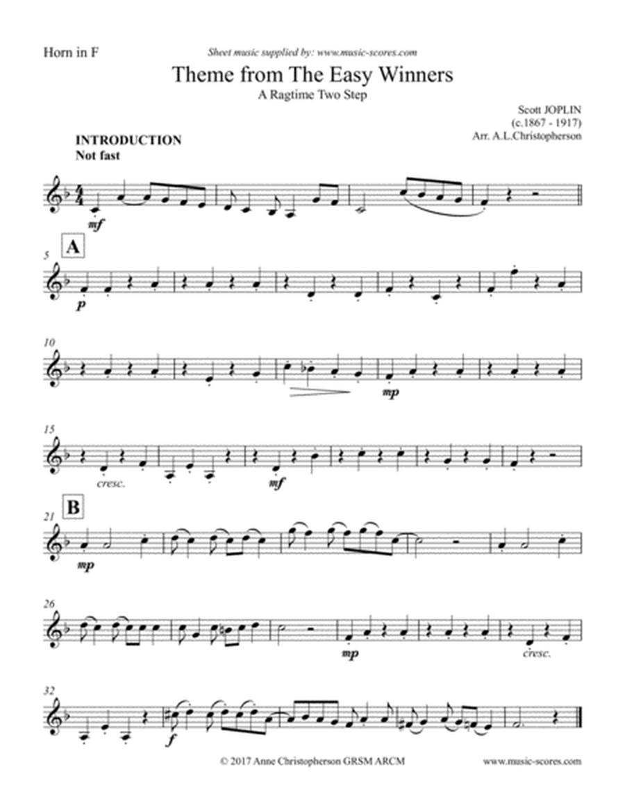 The Easy Winners Theme - 2 Trumpets, French horn, Euphonium and Tuba image number null