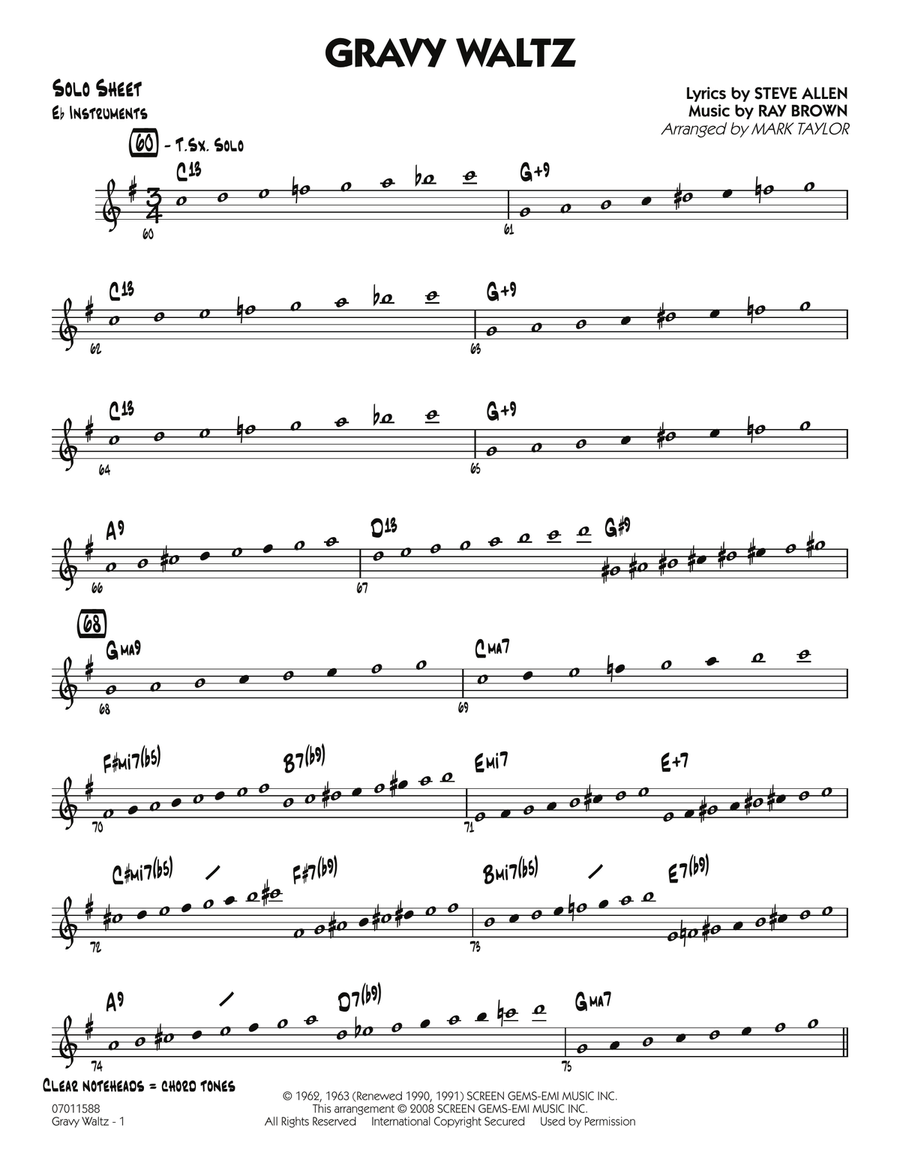 Gravy Waltz - Eb Solo Sheet Jazz Ensemble scores gallery preview page 1