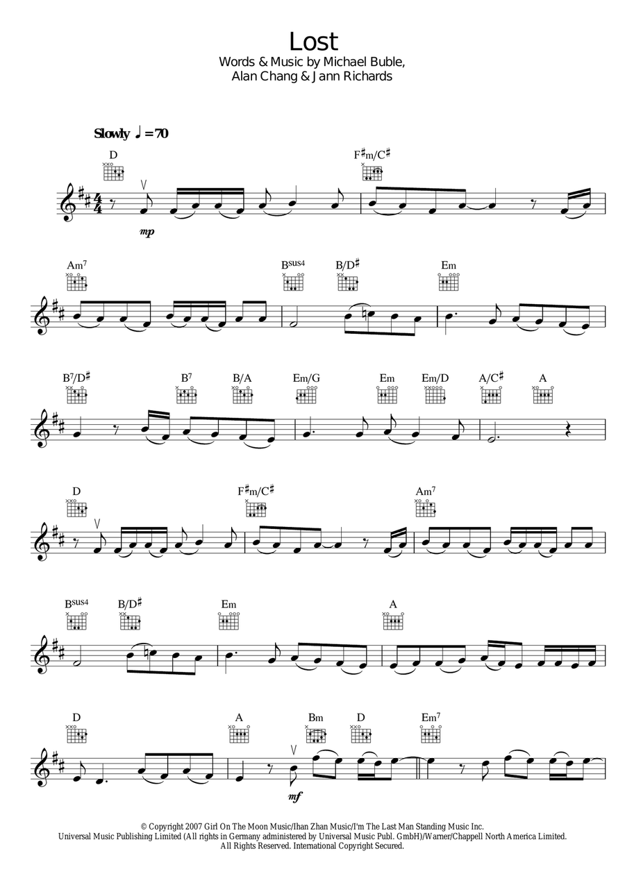 Lost Lost Violin Solo scores gallery preview page 1