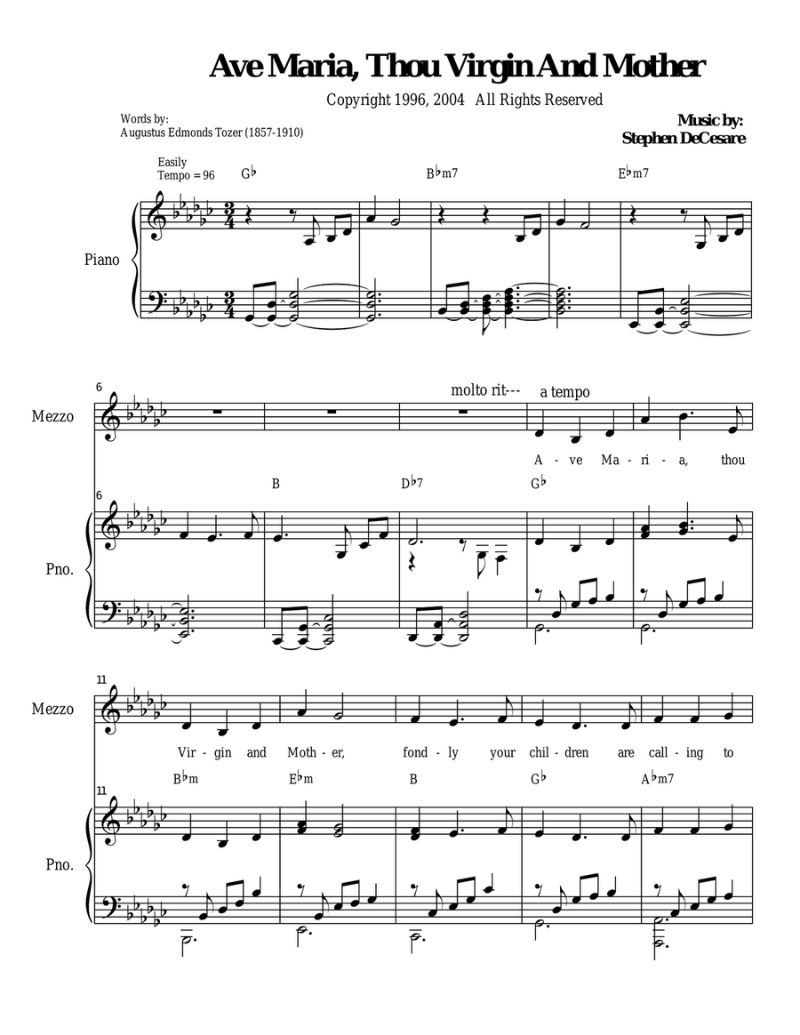 Ave Maria, Thou Virgin And Mother (Duet for Mezzo and Bass solo) Mezzo-Soprano Voice scores gallery preview page 1