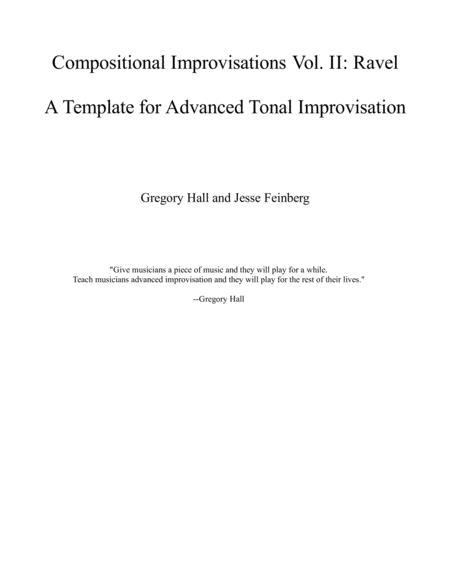 [Hall, Feinberg] Compositional Improvisations - Vol. 2: Ravel Small Ensemble - Digital Sheet Music