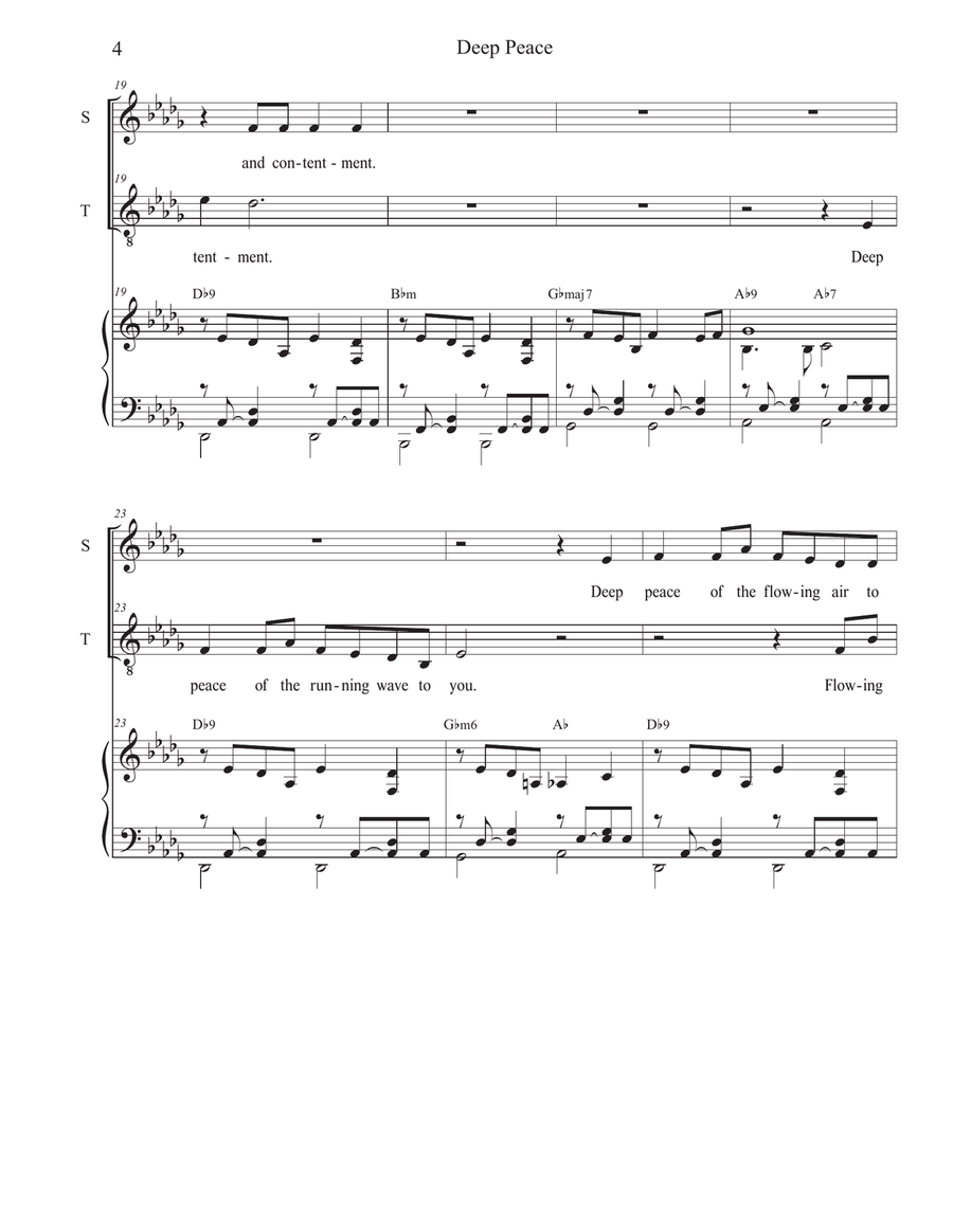 Deep Peace (Duet for Soprano and Tenor solo) Tenor Voice scores gallery preview page 4