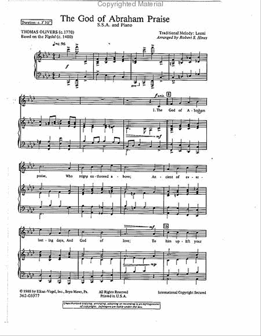 God of Abraham Praise God of Abraham Praise SSA scores gallery preview page 2