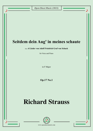 Book cover for Richard Strauss-Seitdem dein Aug' in meines schaute,in F Major