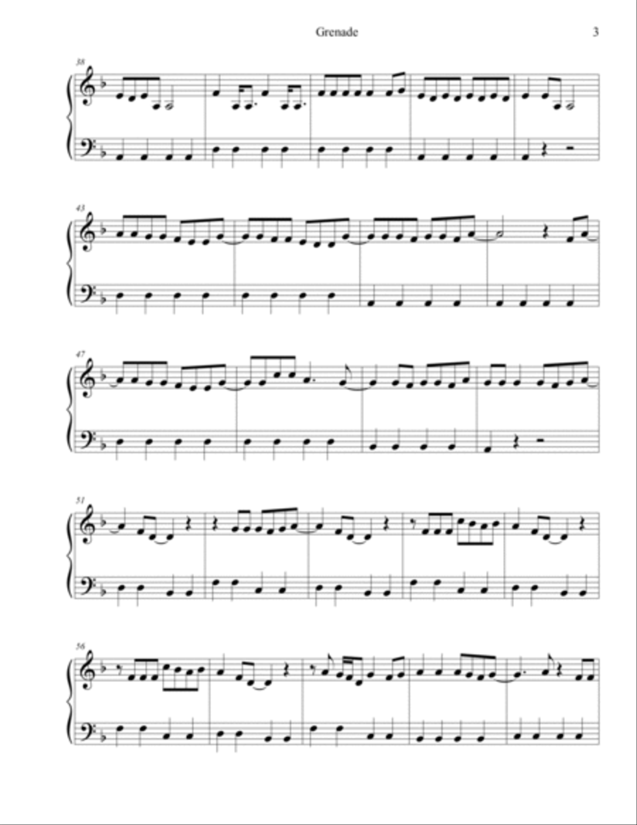 Grenade Grenade Easy Piano scores gallery preview page 3