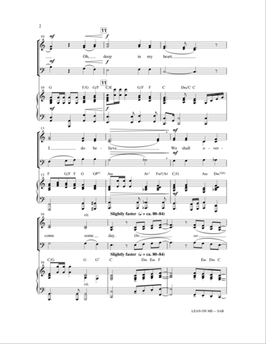 Lean On Me (with We Shall Overcome) 3-Part scores gallery preview page 2