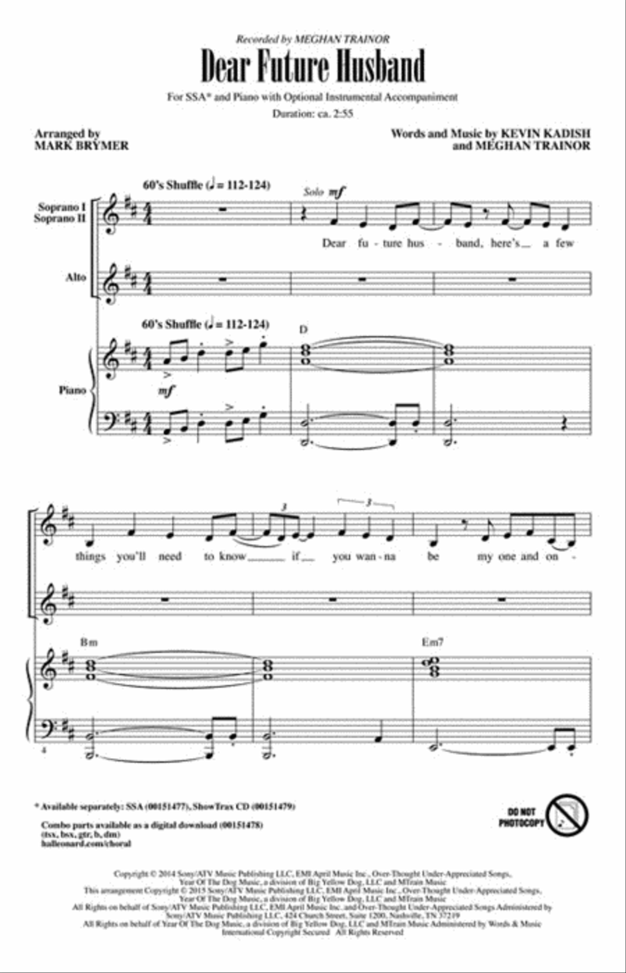 Dear Future Husband SSA scores gallery preview page 2