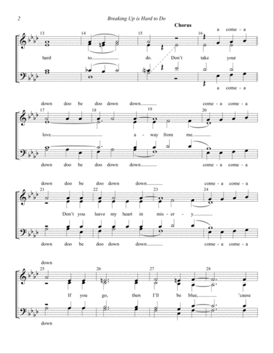 Breaking Up Is Hard To Do (arr. Tom Campbell) 4-Part scores gallery preview page 2