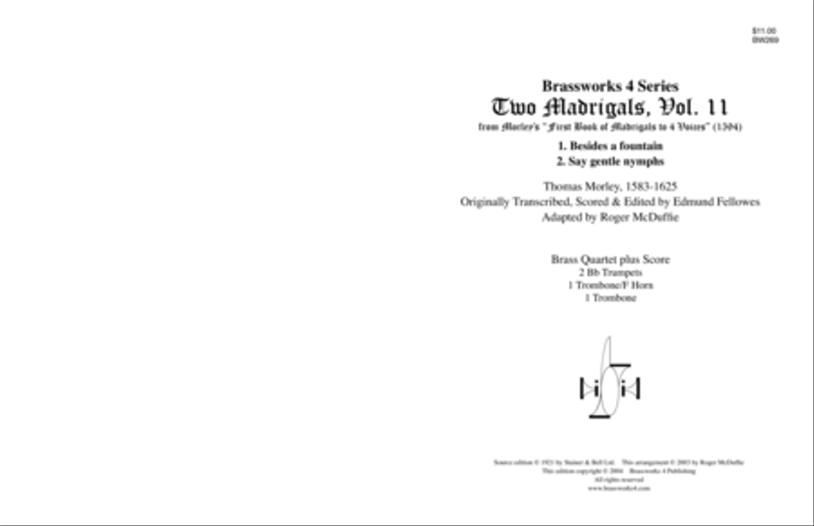 2 Madrigals, Vol.11 2 Madrigals, Vol.11 Brass Quartet scores gallery preview page 1