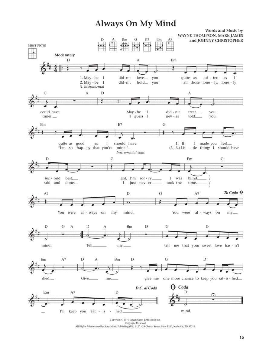 Always On My Mind (from The Daily Ukulele) (arr. Jim Beloff) Ukulele scores gallery preview page 1