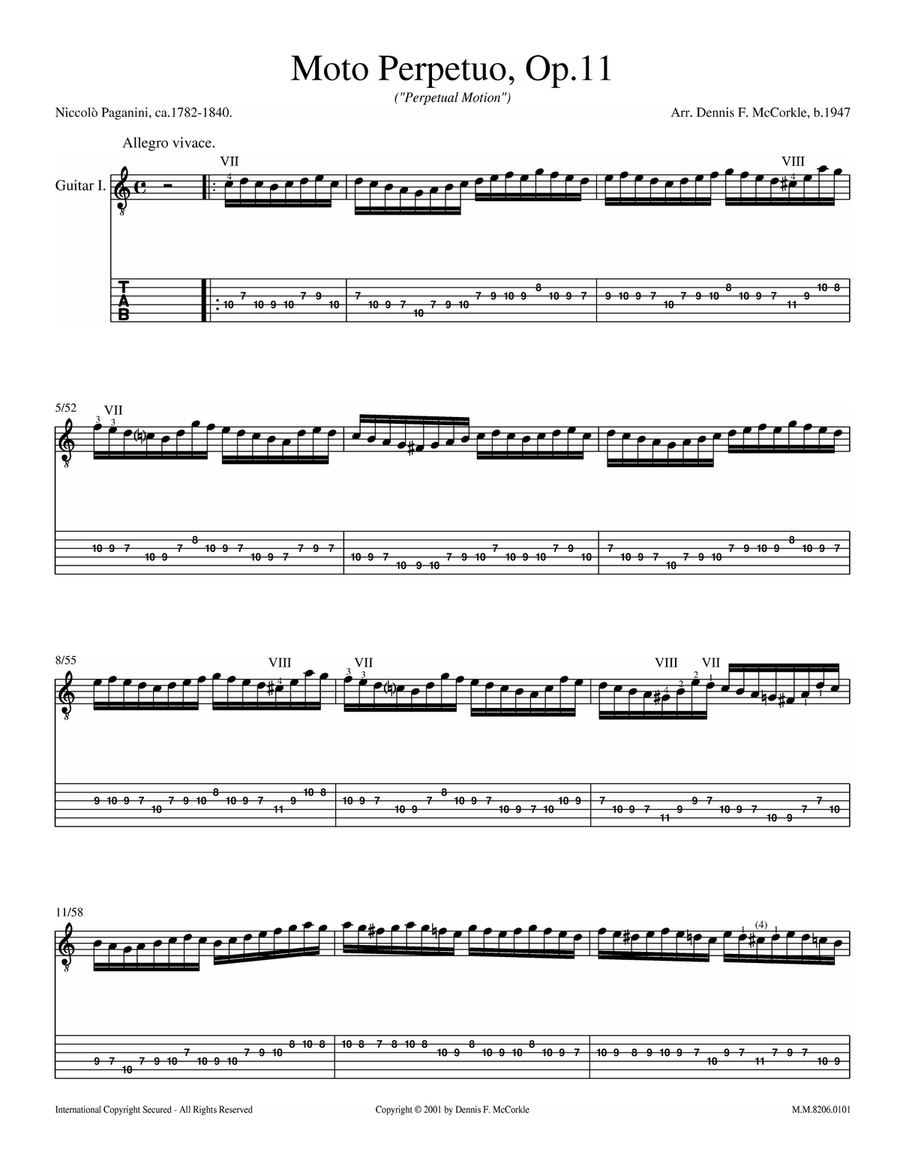 Moto Perpetuo, Op.11 (Perpetual Motion) Classical Guitar scores gallery preview page 6