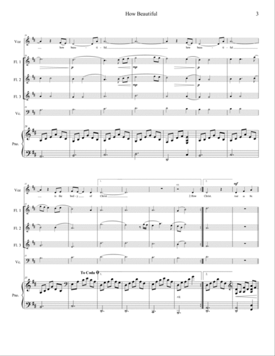 How Beautiful Flute scores gallery preview page 4