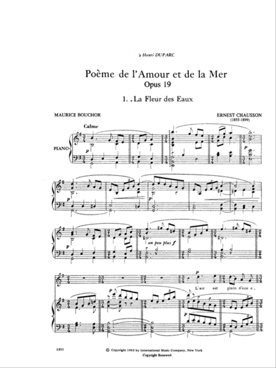 Poeme De L'Amour Et De La Mer (F. & E.) High