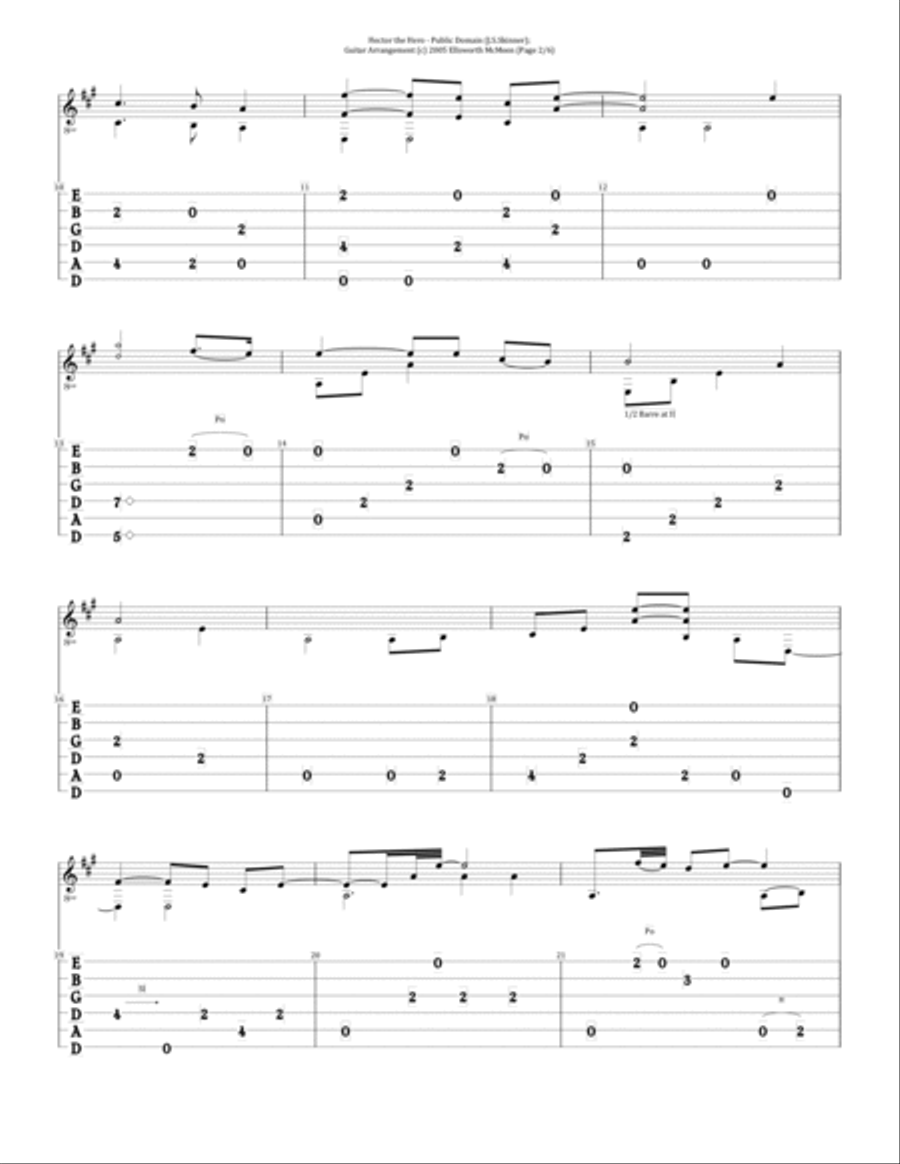 Hector the Hero (For Fingerstyle Guitar Tuned Drop D) Acoustic Guitar scores gallery preview page 2