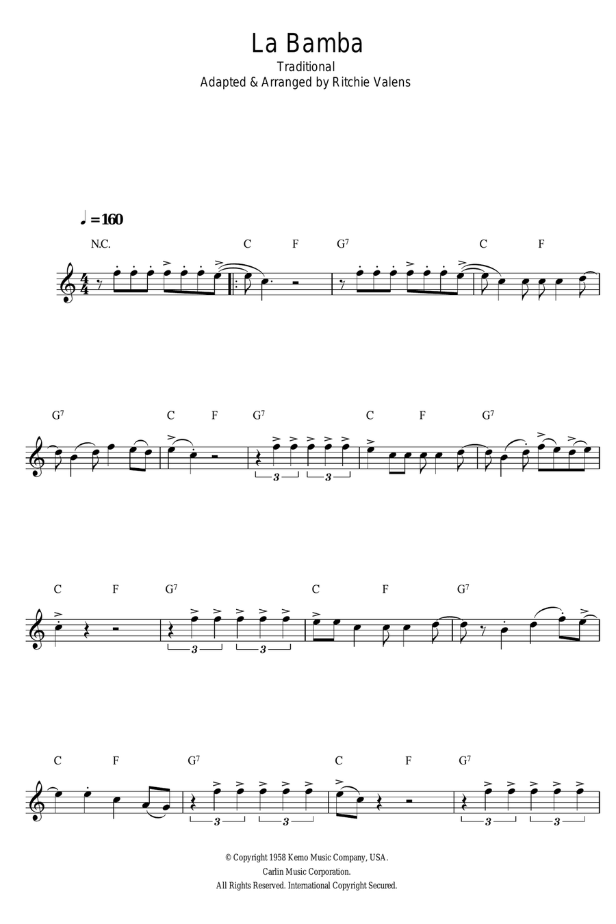 La Bamba Alto Saxophone scores gallery preview page 1
