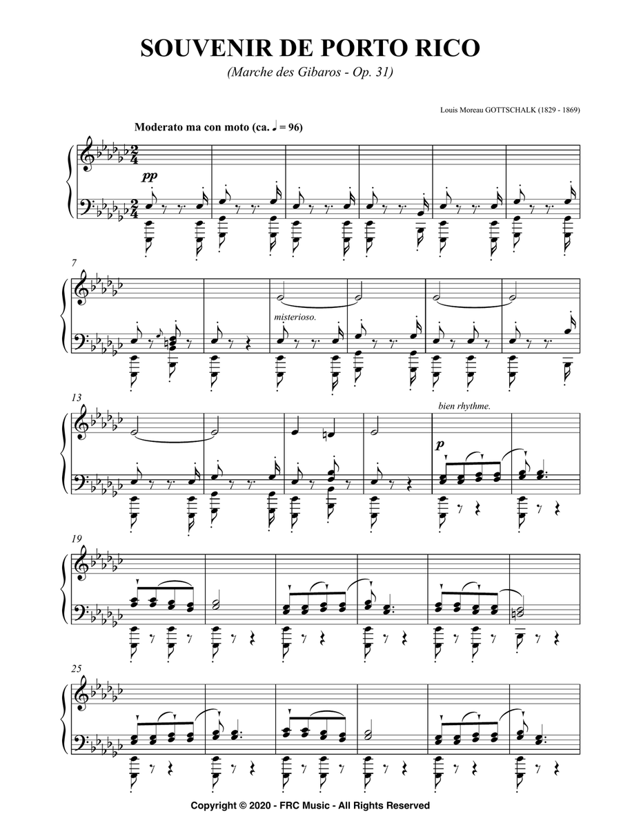 SOUVENIR DE PORTO RICO (Marche des Gibaros, Op. 31) - for Piano Solo Piano Solo scores gallery preview page 3
