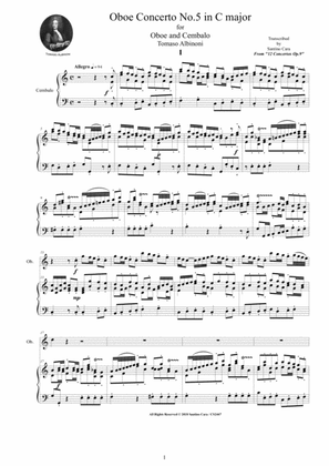 Book cover for Albinoni - Oboe Concerto No.5 in C major Op.9 for Oboe and Cembalo (or Piano)