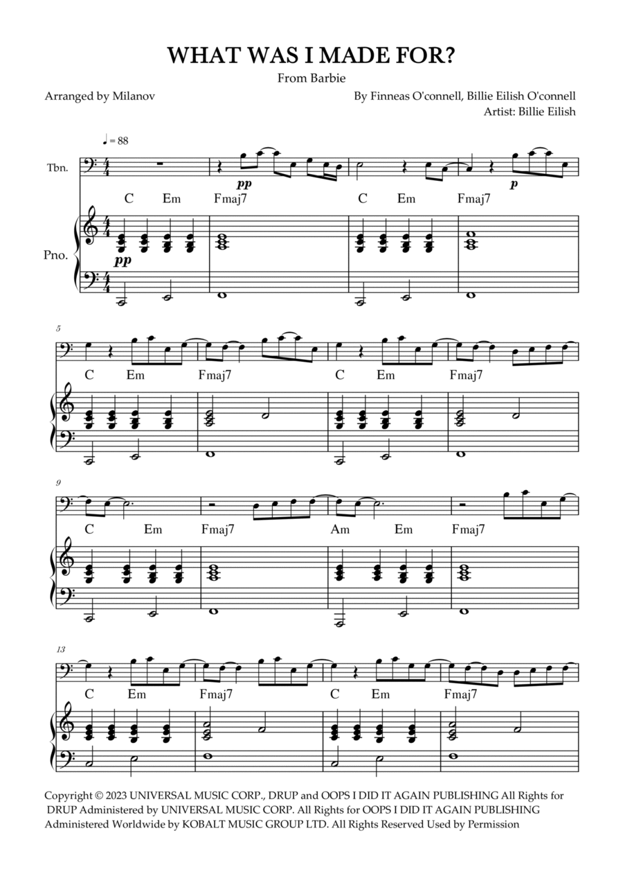 What Was I Made For? Piano scores gallery preview page 1