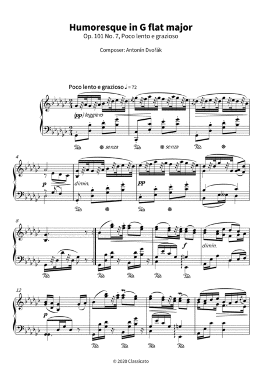 Humoresque in G flat major Piano Solo scores gallery preview page 3