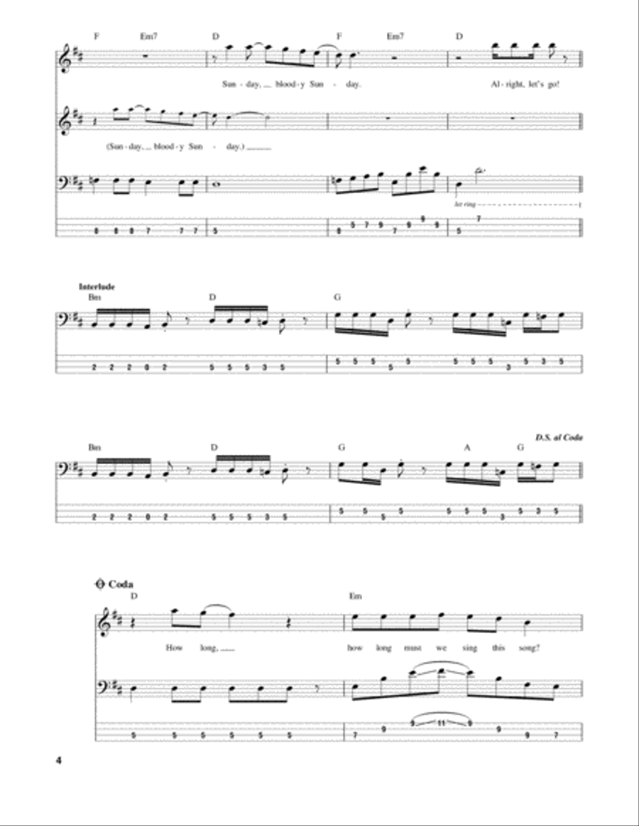 Sunday Bloody Sunday Sunday Bloody Sunday Guitar Tablature scores gallery preview page 4